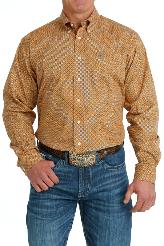 Cinch Men's Orange Geo Button Up