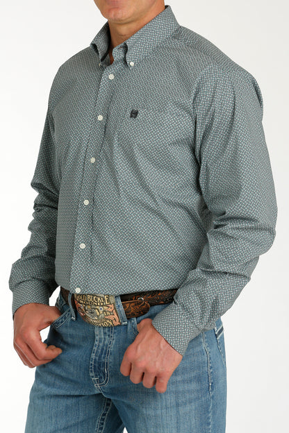 Cinch Men's Geo Button Up Shirt - Green