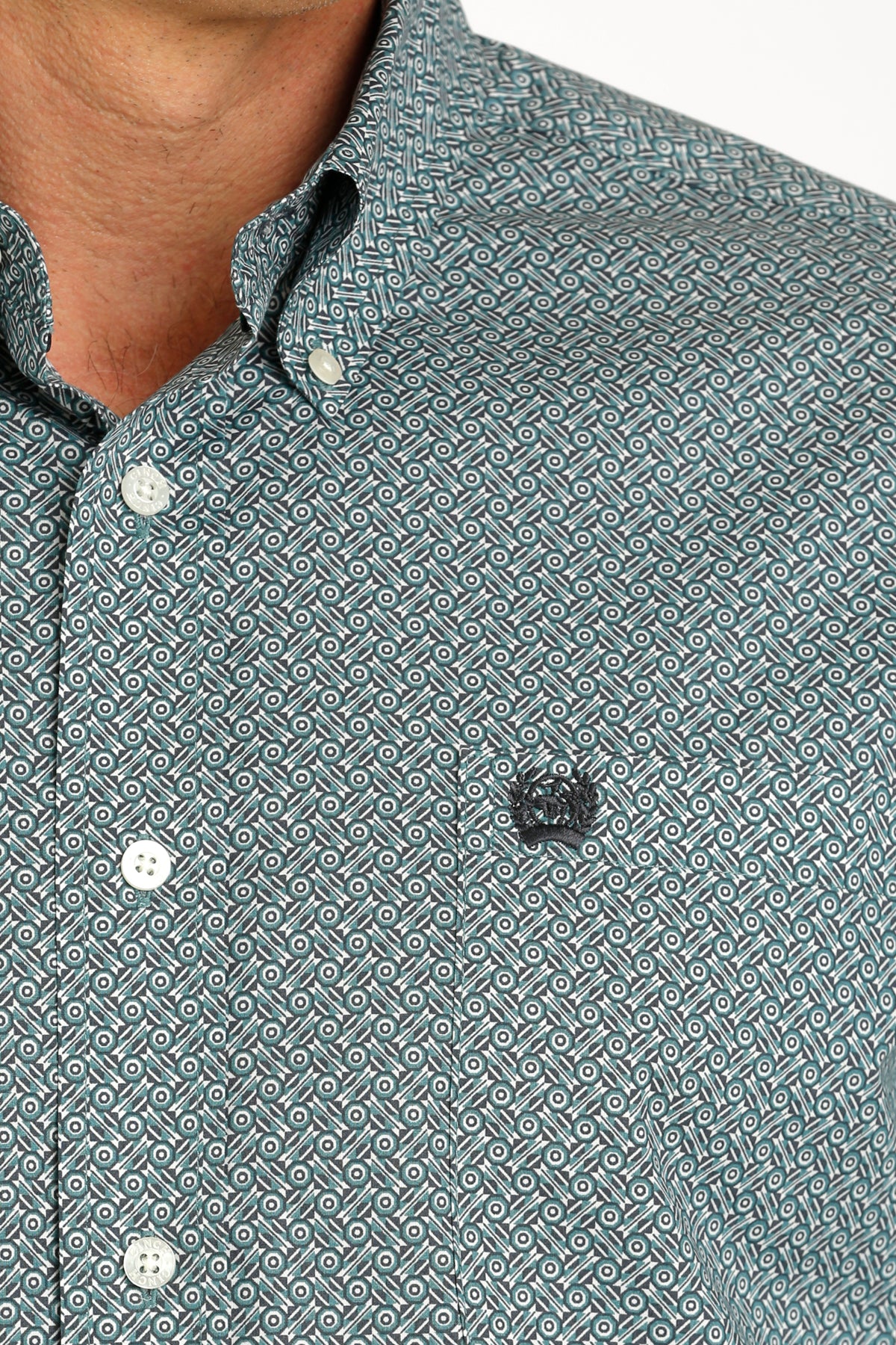 Cinch Men's Geo Button Up Shirt - Green