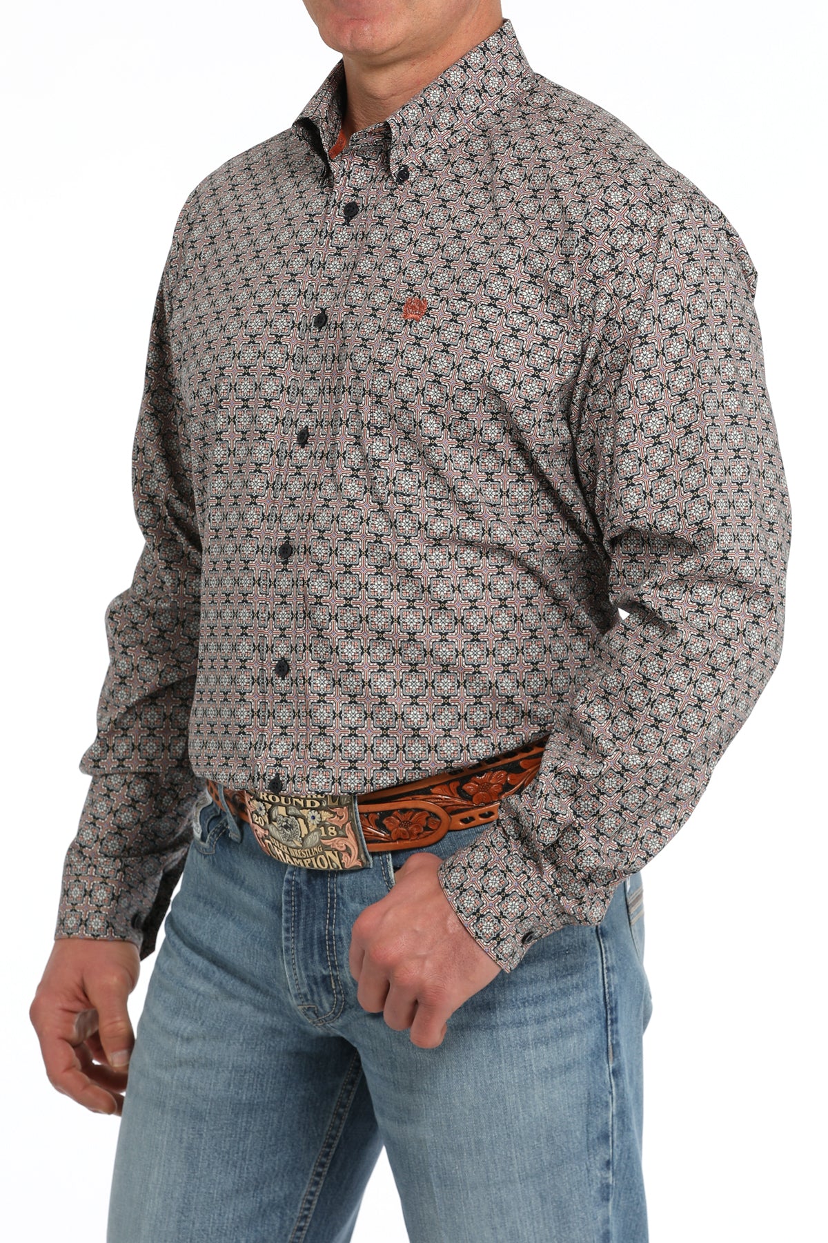 *FINAL SALE* MTW1105855 | MEN'S CINCH L/S NAVY/ORANGE SHIRT