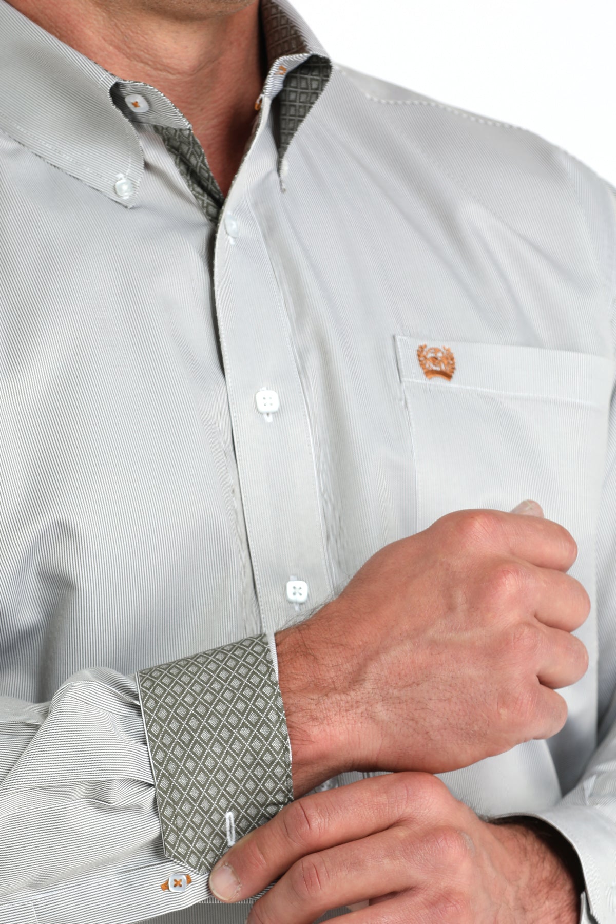 MTW1105982 | CINCH MENS OLIVE STRIPES L/S BUTTON UP