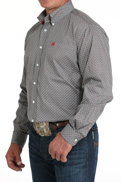 MTW1105985 | MEN'S CINCH GREY/RED DIAMOND PRINT L/S SHIRT
