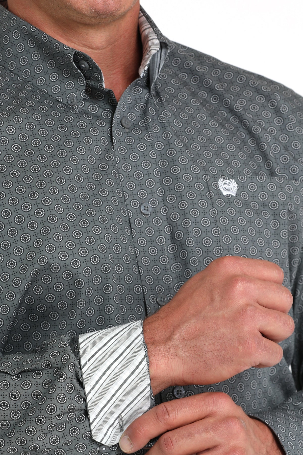 MTW1105987 | MEN'S CINCH GREY CIRCLE PRINT CLASSIC FIT L/S SHIRT