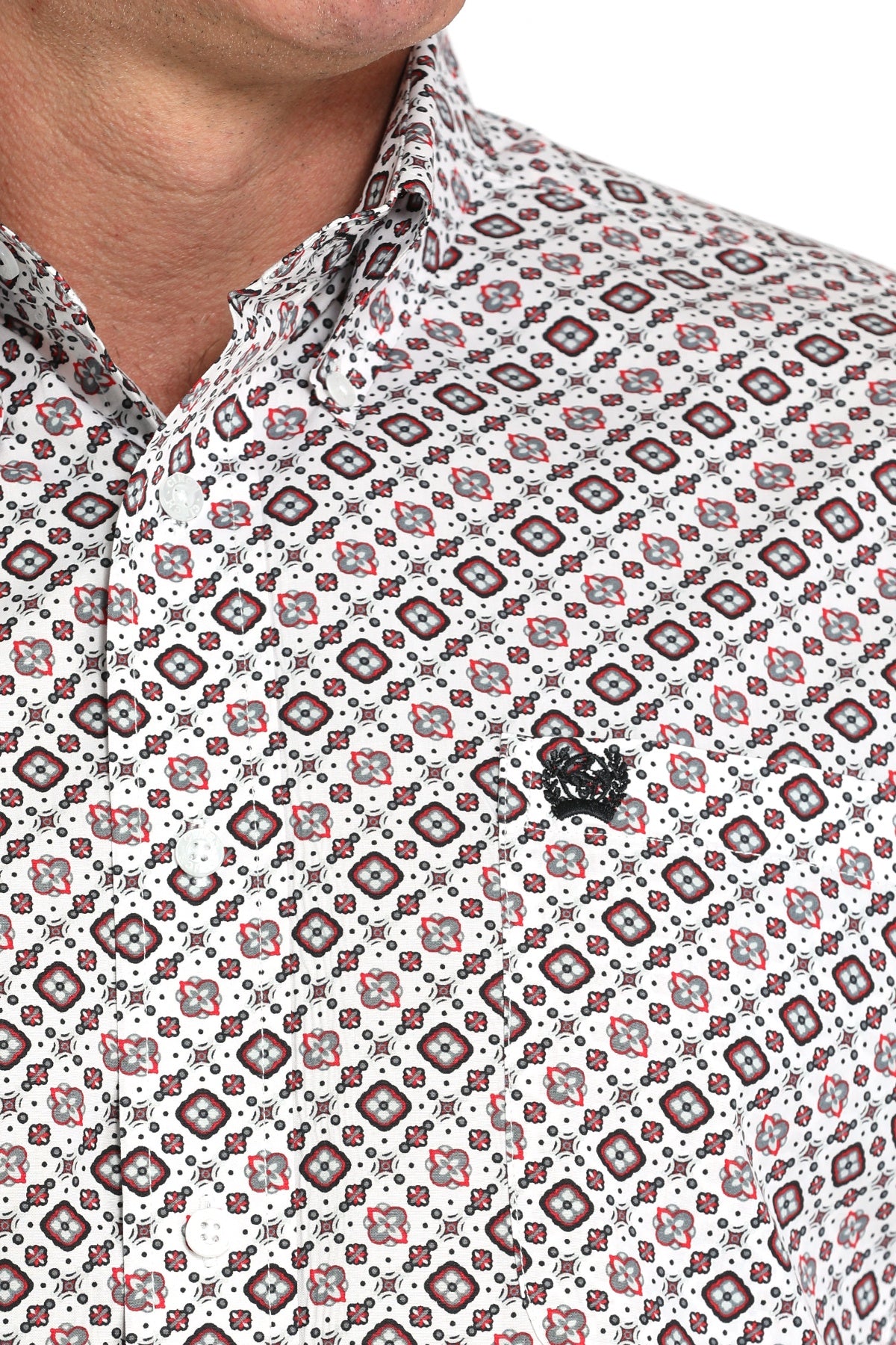 MTW1105989 | MEN'S CINCH WHITE GEO PRINT L/S SHIRT