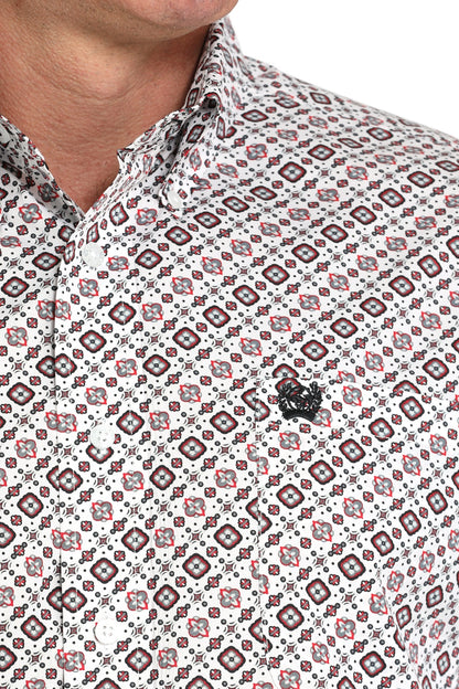 MTW1105989 | MEN'S CINCH WHITE GEO PRINT L/S SHIRT