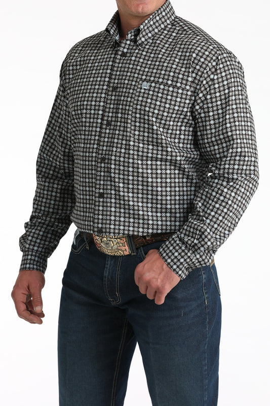 MTW1106002 | CINCH MEN'S BROWN GEO PRINT LS SHIRT