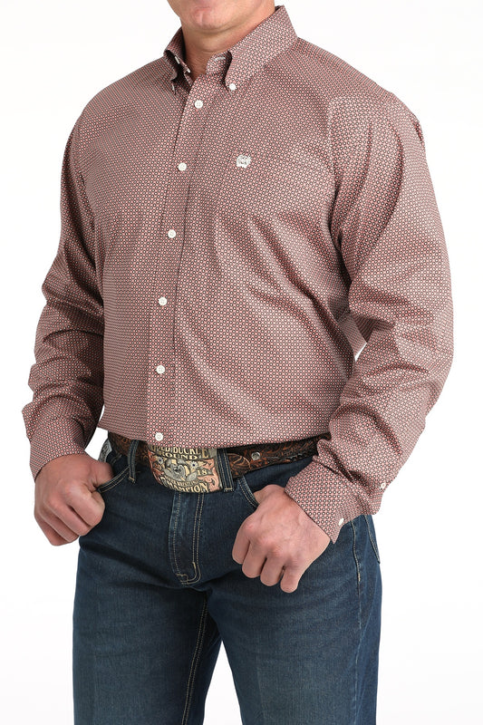 MTW1106017 | CINCH MEN'S GEO LONGSLEEVE SHIRT - PINK