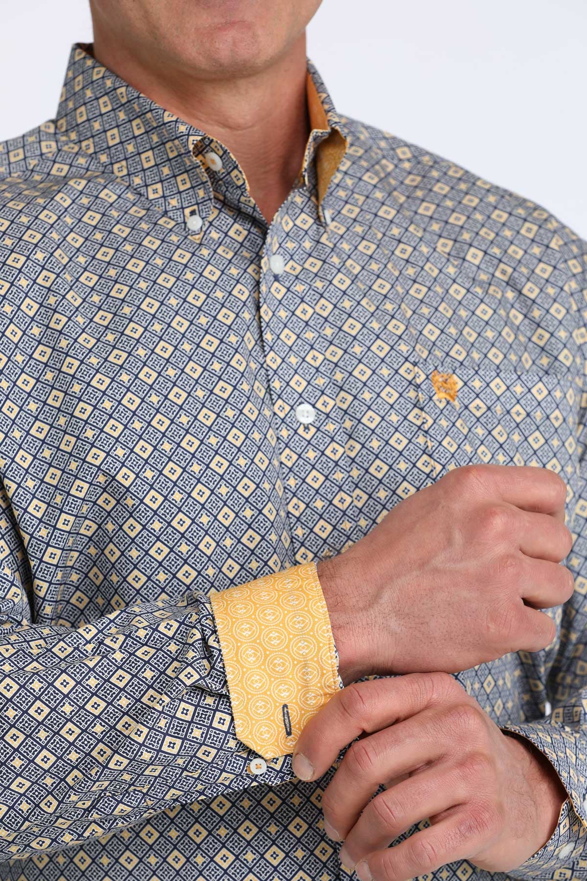 MTW1106073 | CINCH MEN'S ROYAL BLUE SQUARES L/S SHIRT