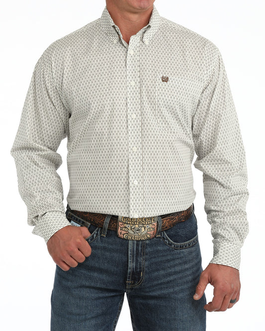 MTW1106156 | CINCH MENS L/S CREAM PRINT BUTTON UP
