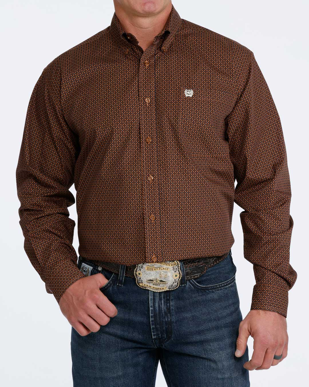 MTW1106183 | CINCH MEN'S BROWN PRINT L/S BUTTON UP