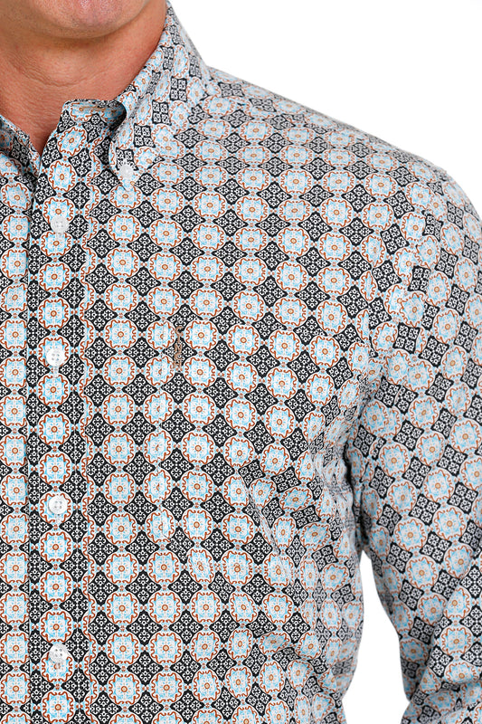 MTW1347081 / CINCH MEN'S LIGHT BLUE/BLACK MEDALLION L/S SHIRT