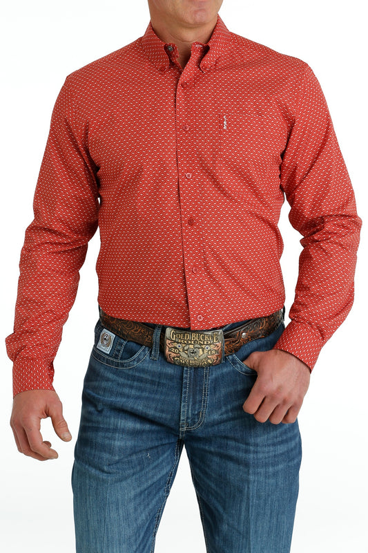 *FINAL SALE* MTW1347086 CINCH MEN'S RED/WHITE L/S SHIRT