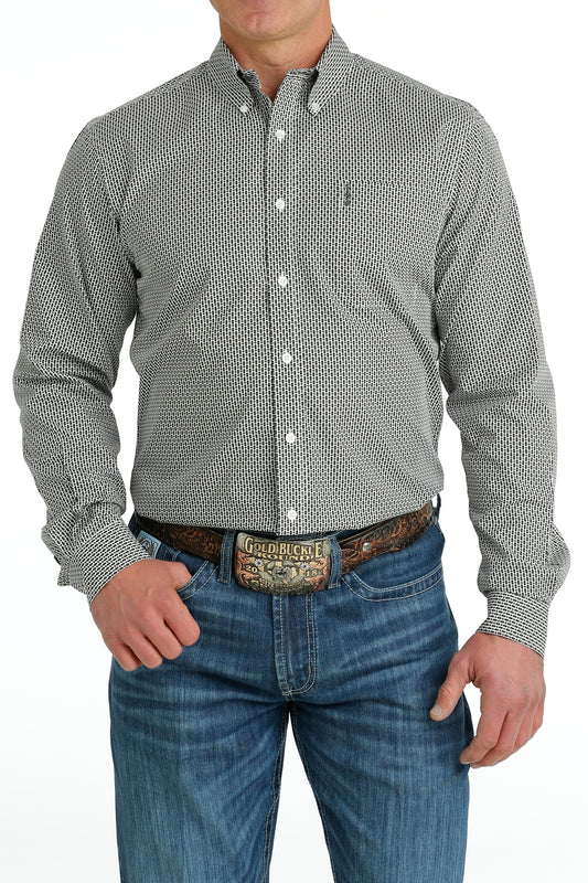 *FINAL SALE* MTW1347089 | CINCH MENS MODERN FIT WHITE GEO LS BD
