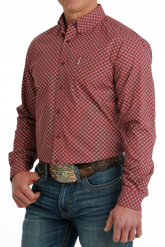 *FINAL SALE* MTW1347095 | CINCH MENS BURGUNDY FLOWER MODERN FIT LS BD