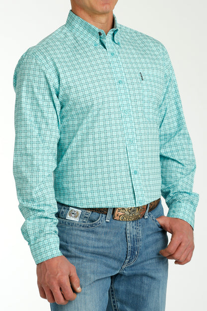 Men's Modern Fit Button-Down Western Shirt - Blue