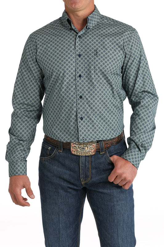 MTW1347112 CINCH MEN'S NAVY DIAMOND MODERN FIT L/S SHIRT