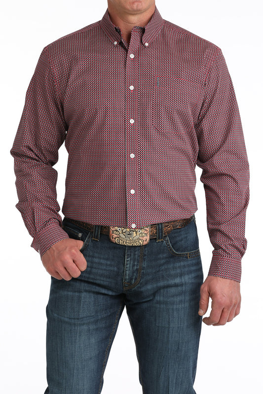 MTW1347151 CINCH MEN'S L/S PINK PRINT MODERN SHIRT