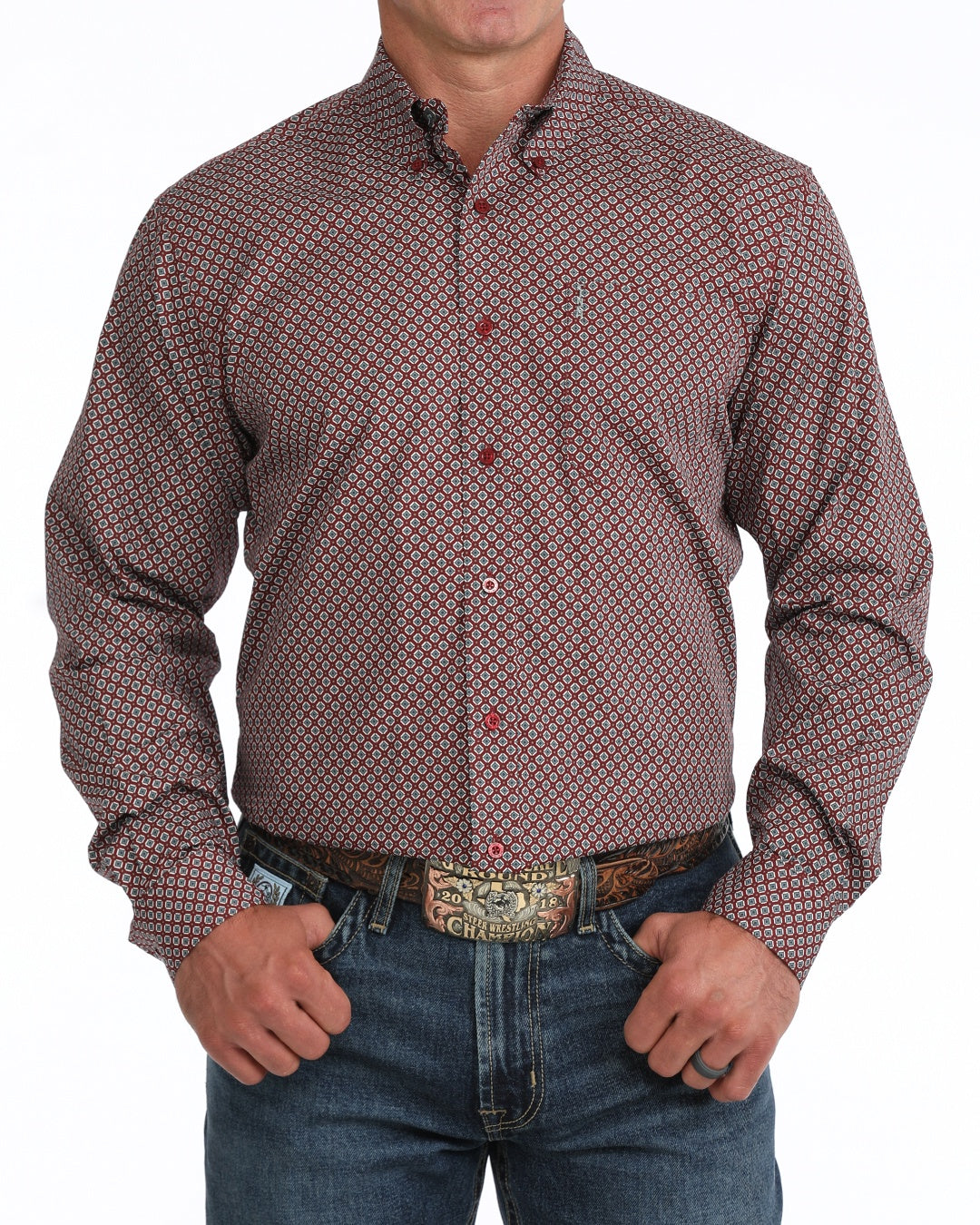MTW1347163| CINCH MENS MODERN FIT MEDELION L/S BUTTON UP