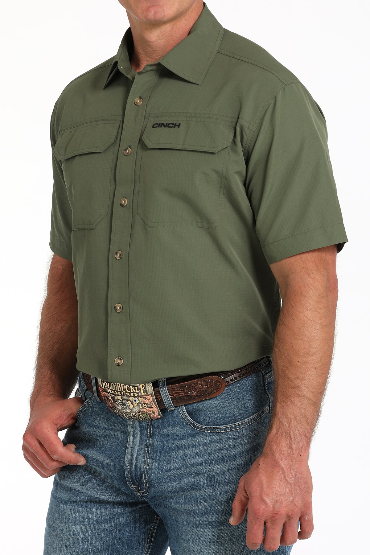 MTW1723003 | CINCH MEN'S SOLID OLIVE ARENAFLEX SS SHIRT