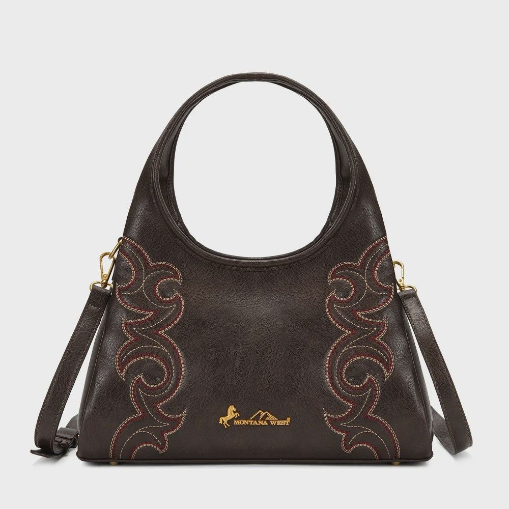 MW-HB-1387-918-CF | MONTANA WEST WESTERN EMBROIDERED BAG - COFFEE