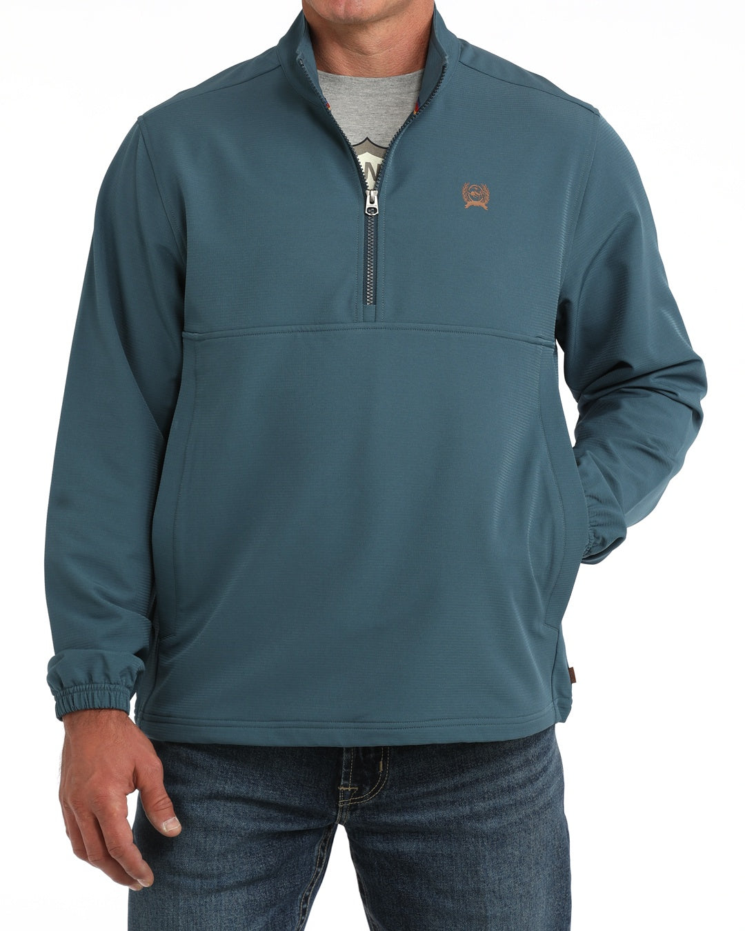 MWJ1935002 | CINCH MENS TEAL 1/2 ZIP WINDBREAKER