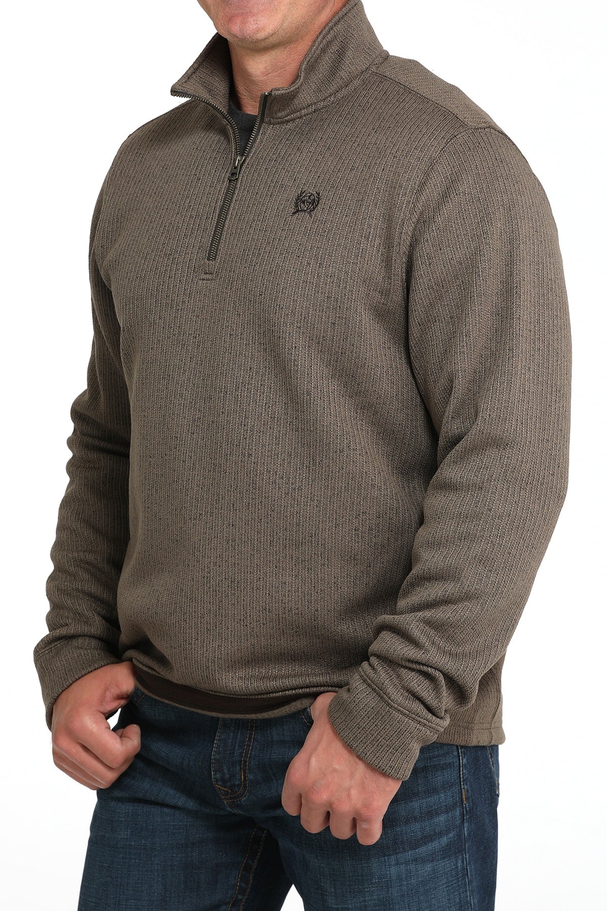 MWK1080017 | CINCH MENS BROWN 1/4 ZIP PULLOVER