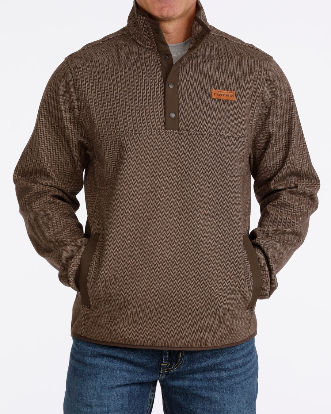 MWK1534011 | CINCH MENS BROWN FLEECE PULLOVER