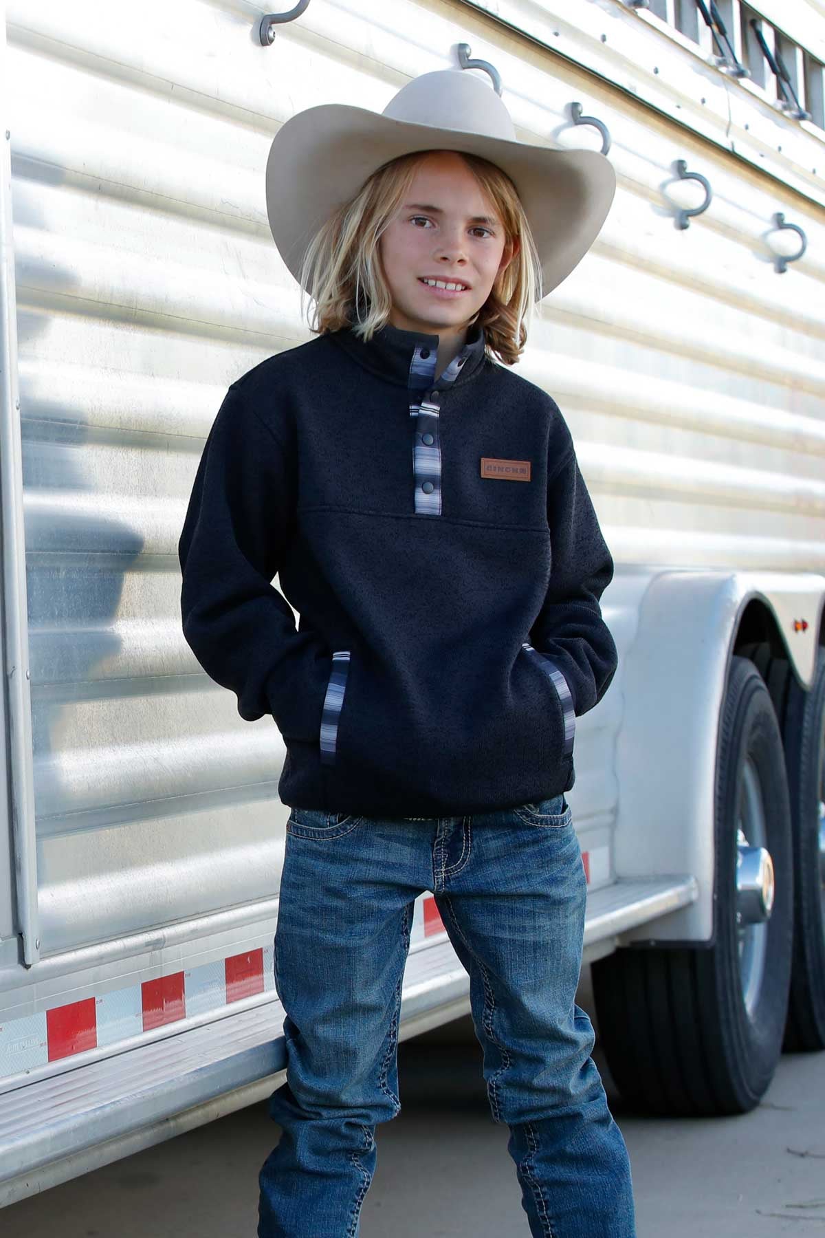 **FINAL SALE**MWK7330005 | BOY'S CINCH CHARCOAL PULLOVER SWEATER