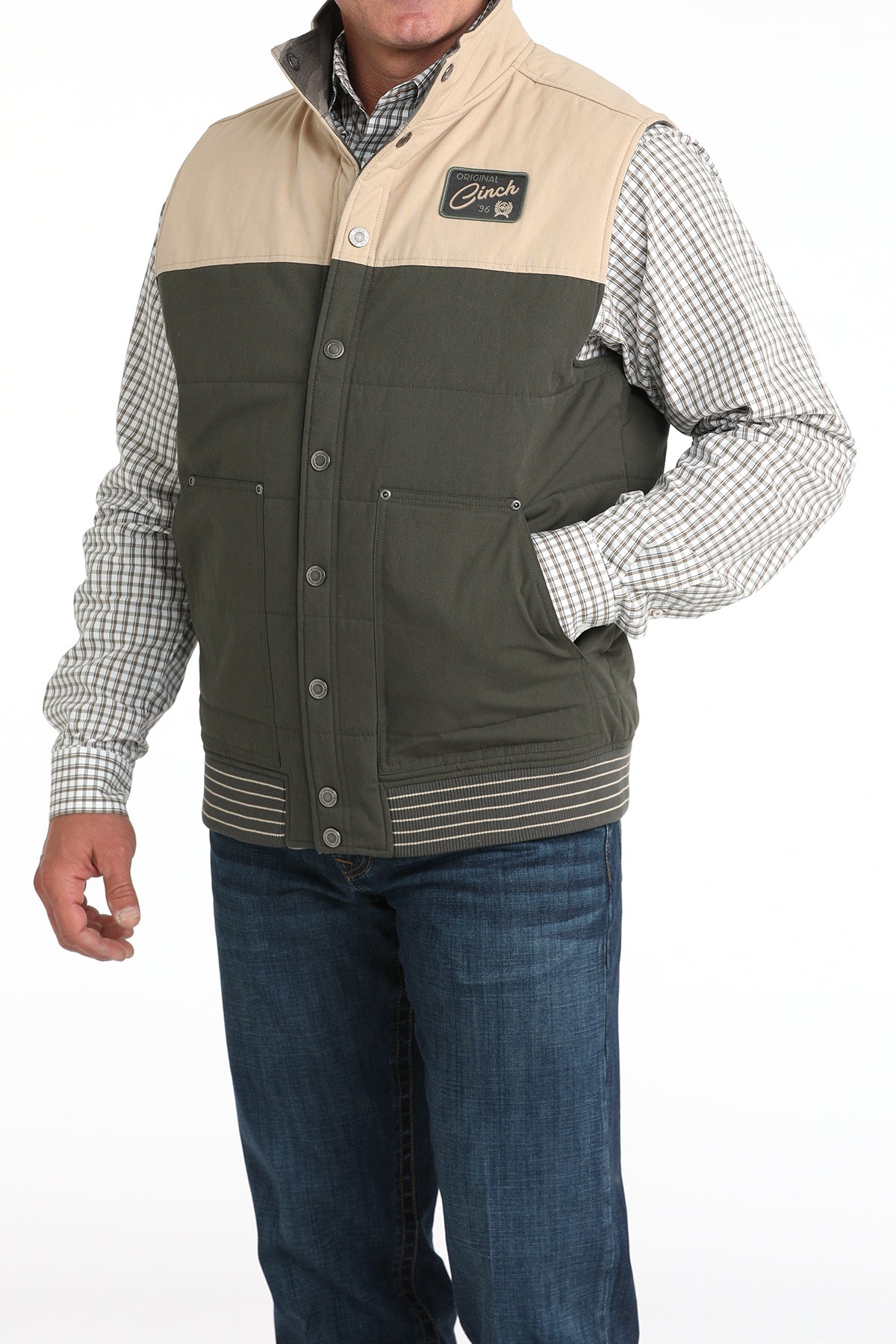 MWV1910002 | MEN'S CINCH OLIVE SOUTHWEST REVERSIBLE POLYFILL QUILTED VEST