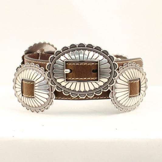 N320000002 | NOCONA WOMEN'S BROWN CONCHO LEATHER BELT