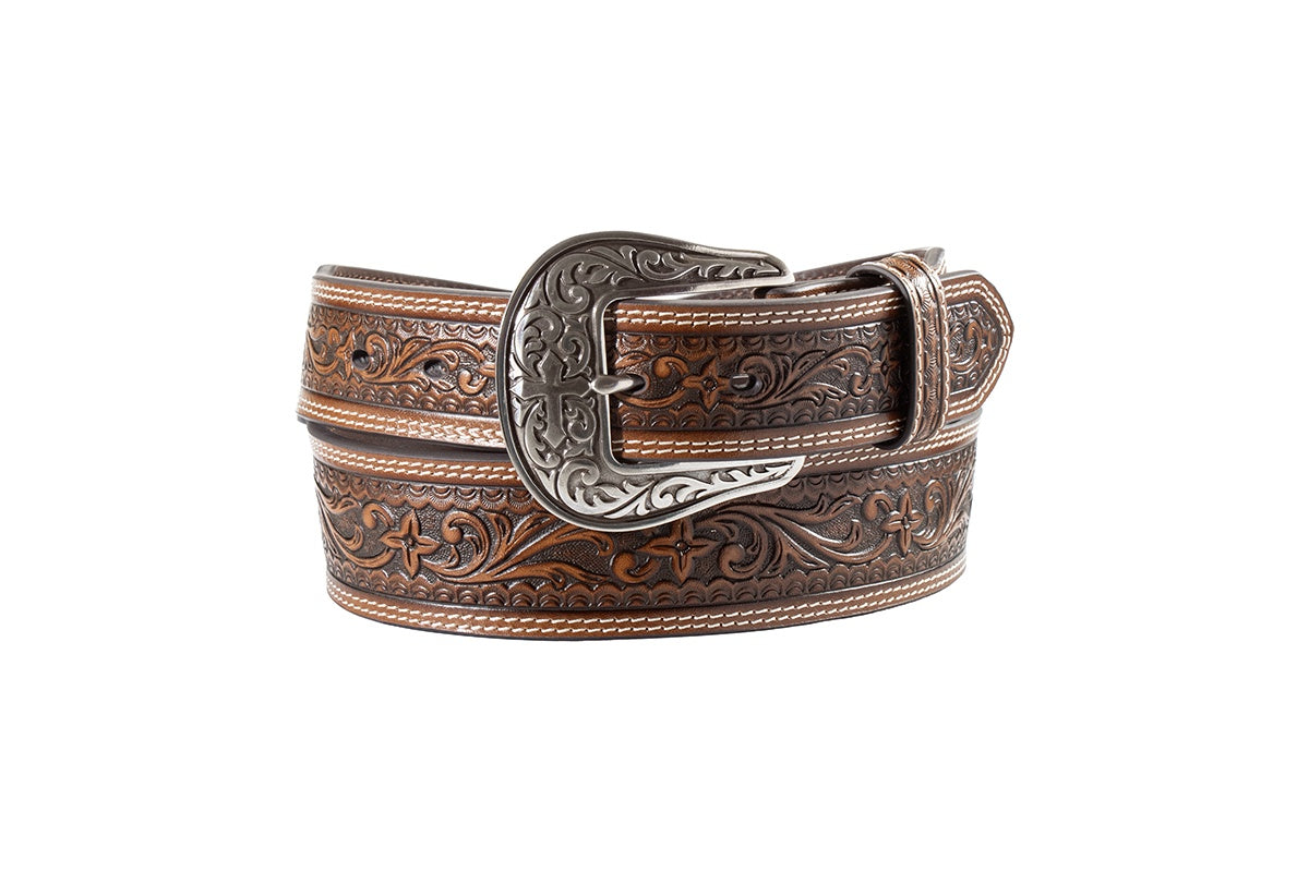 N210011202 | NOCONA MENS BROWN FLORAL EMBOSSED BELT