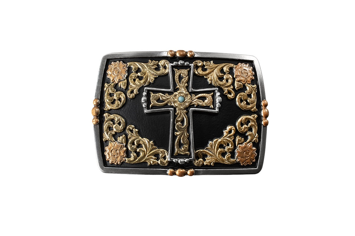37962 | NOCONA RECTANGLE MULTI FINISH CROSS BUCKLE