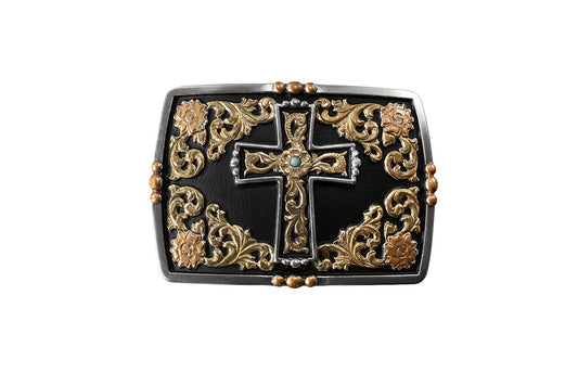 37962 | NOCONA RECTANGLE MULTI FINISH CROSS BUCKLE