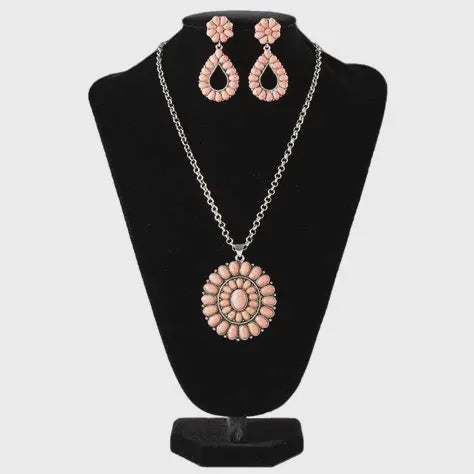 *FINAL SALE* D450021730 | SILVER STRIKE CORAL NECKLACE SET