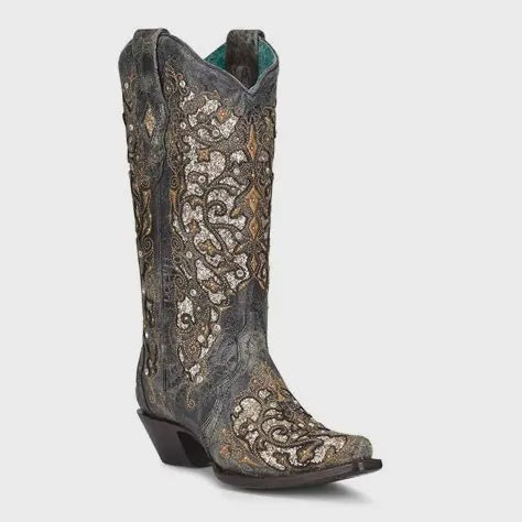 A4231 | CORRAL BOOTS WOMEN'S BLACK/GOLD SEQUIN BOOT - FINAL SALE
