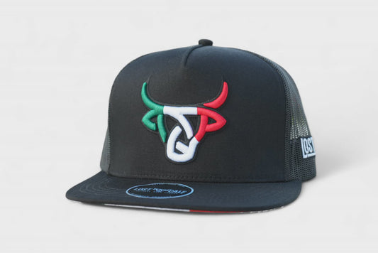 LOST CALF BLACK/BLACK MEXICALF FLAT CAP