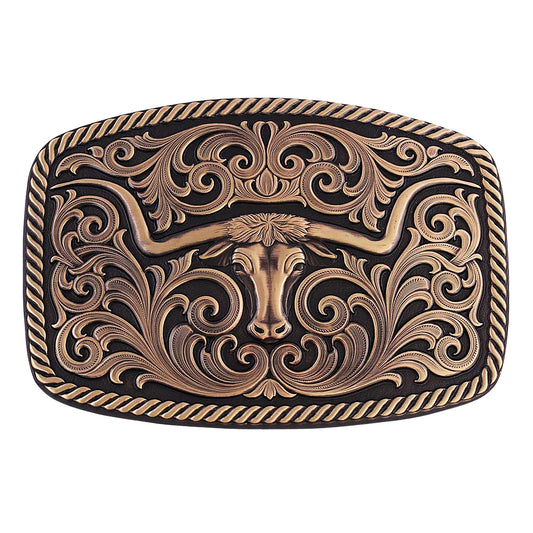 33010BLB | ATTITDUE BY MONTANA VINTAGE BRONZE TEXAS LONGHORN BUCKLE