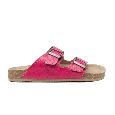 Vibrant Heart Embossed Leather Sandals-S-10239