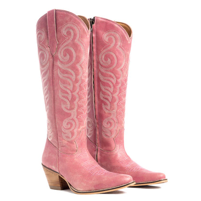 S-10616 | MYRA WOMENS PINK LEATHER BOOTS