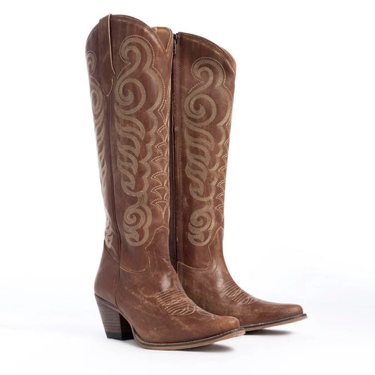S-10604 | MYRA WOMENS BROWN LEATHER BOOTS