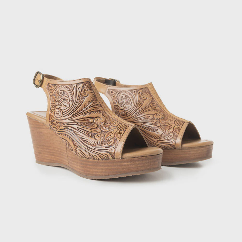 S-11983 | MYRA MILA'S TRAIL WEDGE SANDALS - BROWN