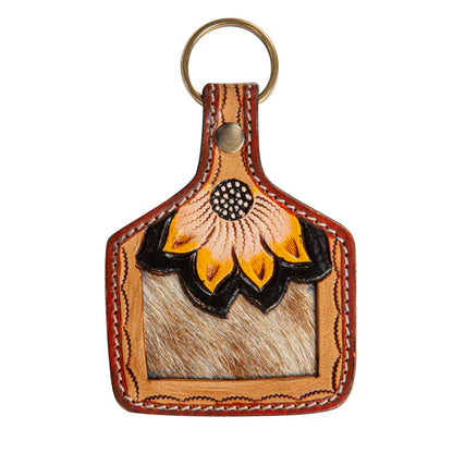 Sunflower Hand Tooled Keychain - 8203