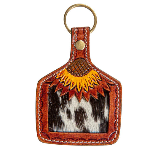 Sunflower Fire Hand-Tooled Key Fob-S-8205