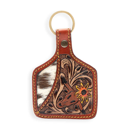 Steerhead Hand Tooled Key Fob - 9824