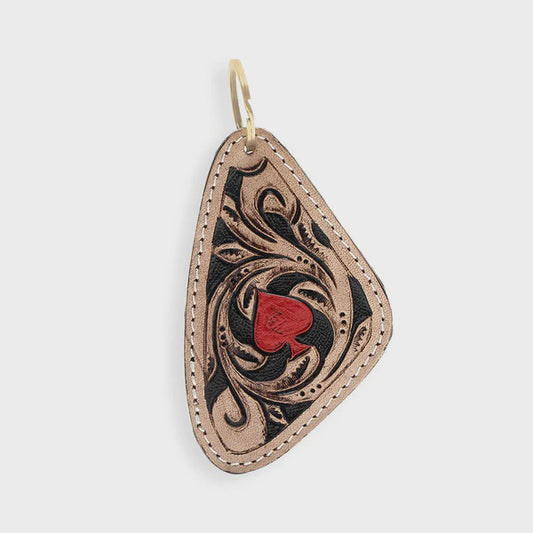 S-9847 | MYRA BAG RED SPADE HAND-TOOLED LEATHER KEY FOG