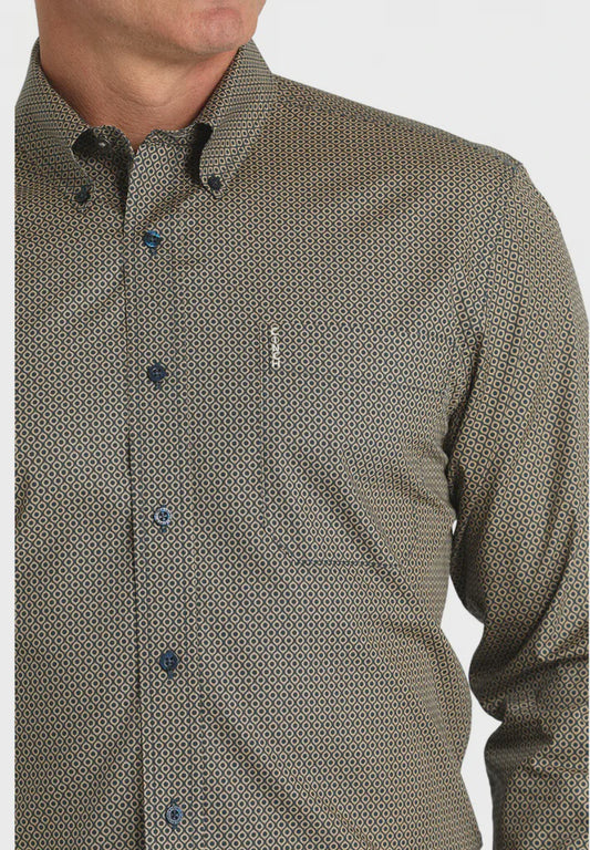 MTW1347110 CINCH MEN'S BROWN CIRCLE MODERN FIT L/S SHIRT