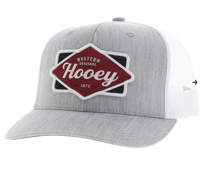 2522T-GYWH | HOOEY GREY/WHITE/MAROON DIAMOND TRUCKER CAP