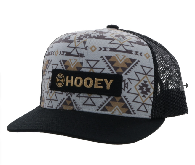 2313T-GYBK | HOOEY BLACK/BLACK/GREY LOCK-UP TRUCKER CAP