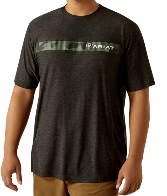 10054760 / ARIAT MEN'S CHARCOAL CHEST CAMO STRIPE CHARGER S/S TEE