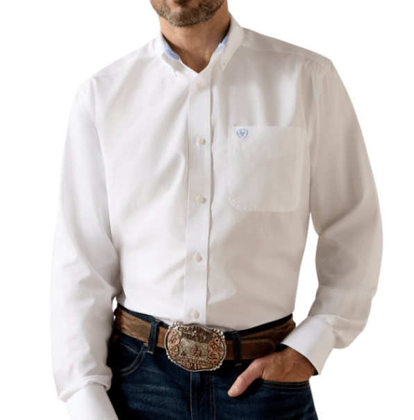 10020331 | ARIAT MEN'S WHITE WRINKLE FREE SOLID LS SHIRT